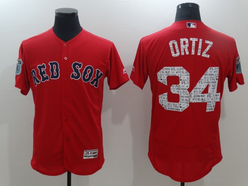2017 MLB Boston Red Sox #34 Ortiz Red Jerseys->->MLB Jersey